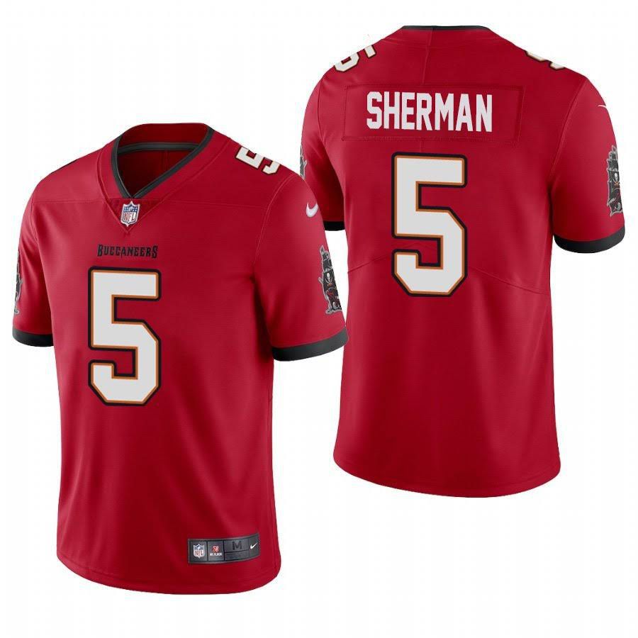 Men Tampa Bay Buccaneers #5 Richard Sherman Nike Red Vapor Limited NFL Jersey->tampa bay buccaneers->NFL Jersey